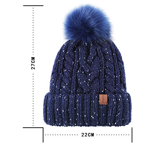 image for REDESS Women Winter Pom Pom Beanie Hat with Warm Fleece Lined, Thick S