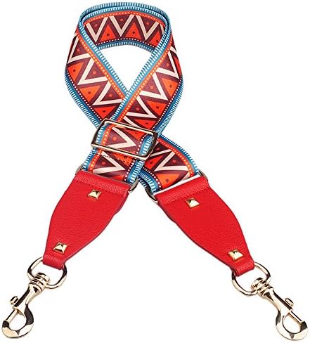 Myathle 2" Wide Purse Strap Replacement Guitar Style Colorful Canvas Adjustable 35"- 51" Crossbody Bag Straps for Handbags