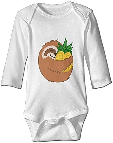 Funny Infant Pineapple Sloth Long Sleeve Bodysuits Romper Bodysuit Outfits White 12 Months