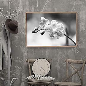 Floating Framed Canvas Wall Art for Living Room, Bedroom Black Flower Canvas Prints for Home Decoration Ready to Hang - 16x24 inches