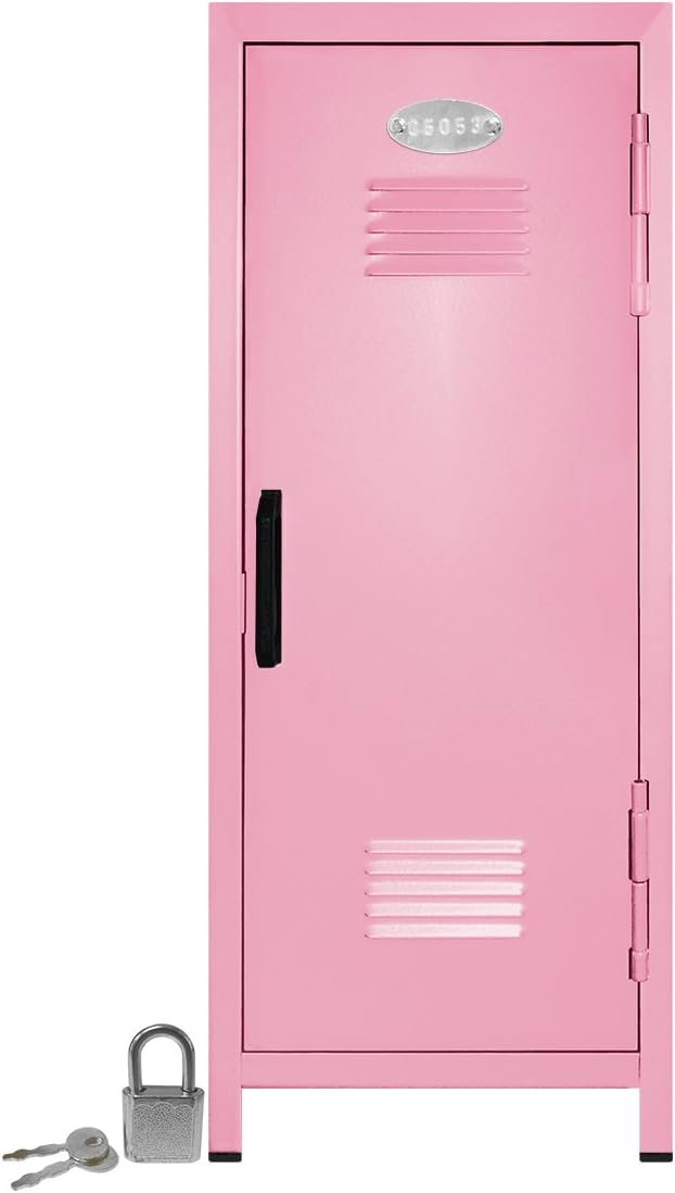 Mini Locker with Lock and Key Light Pink 10.75 Tall by Mini Lockers by