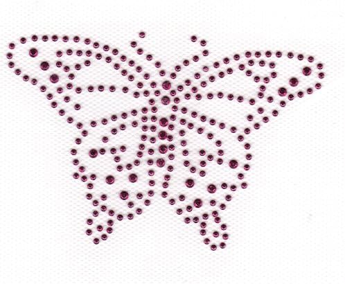 Butterfly Iron On Hot Fix Rhinestuds Transfer -- Hot Pink