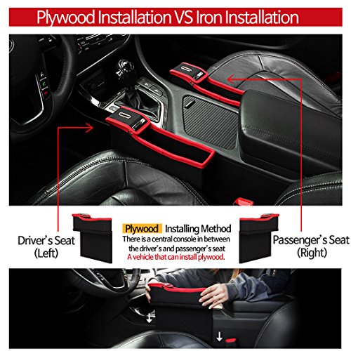 KMMOTORS Coin Side Pocket, Console Side Pocket, Car Organizer (Red Driver Without Cupholder)