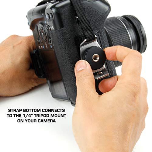 USA GEAR Professional Camera Grip Hand Strap with Polka Dot Neoprene Design and Metal Plate