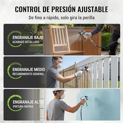 WORKPRO Electric Airless Paint Sprayer 700W, Painting Machine with 3 Adjustable Pressure Levels, Flow Rate 1.2 L/min, Max 200 Bar, for Home, Garden and Industrial Use