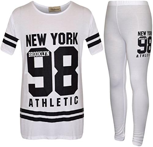 Girls Kids Adios Camouflage Print Army Crop Top & Bottoms New York 98 Leggings Tracksuit Suit Age 2-13 Years