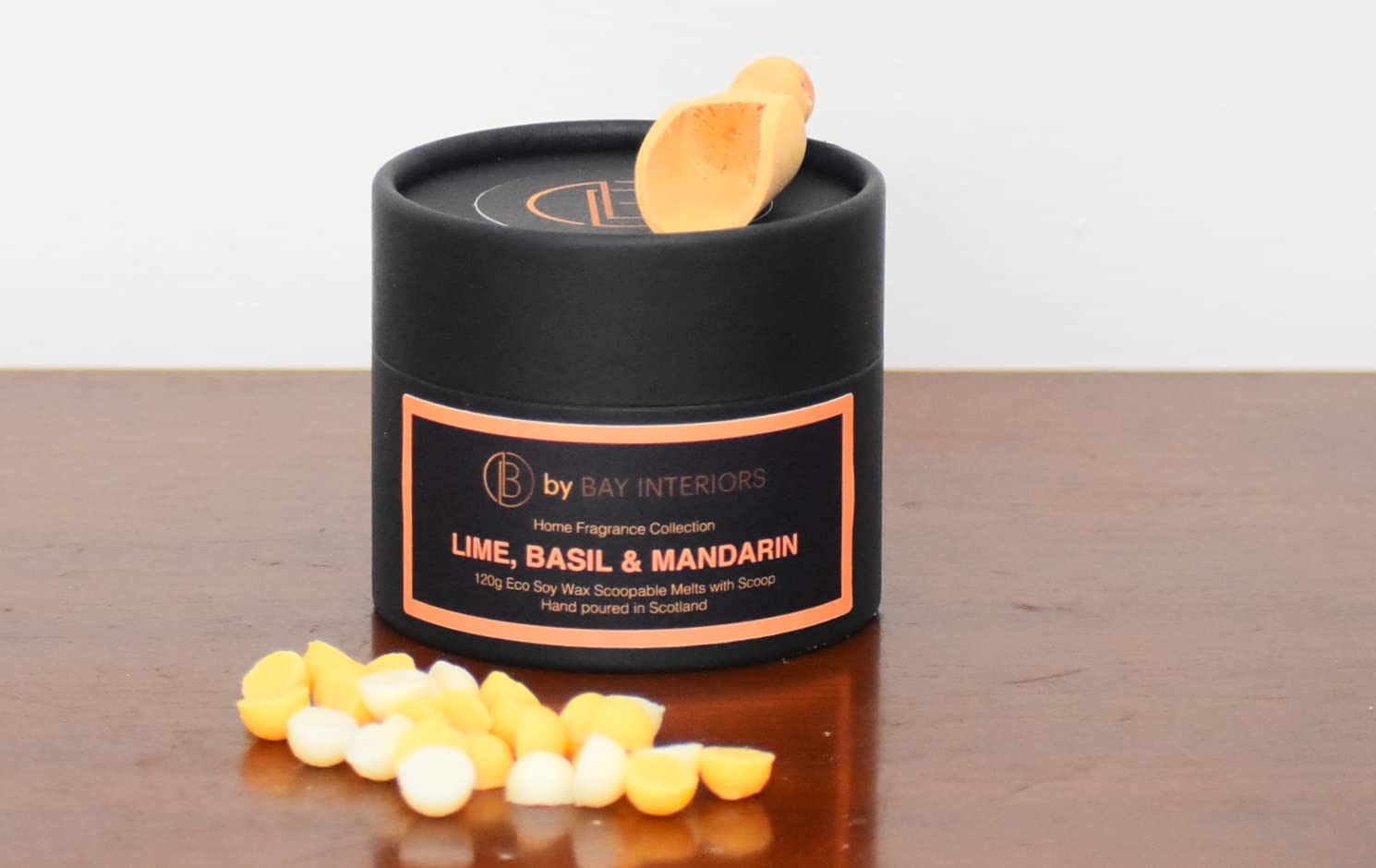 by Bay Interiors Eco Soy Scoopable Wax Melts Highly Scented Vegan No Plastic 120g (Lime, Basil & Mandarin) with Natural Wooden Scoop 15% Fragrance Oil Gifting Idea