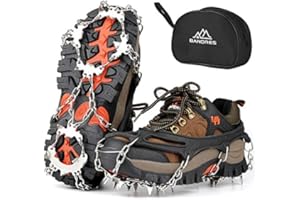 BANORES Traction Cleats Ice Snow Grips with 20 Stainless Steel Spikes for Walking, Jogging, Climbing, Fishing, and Hiking