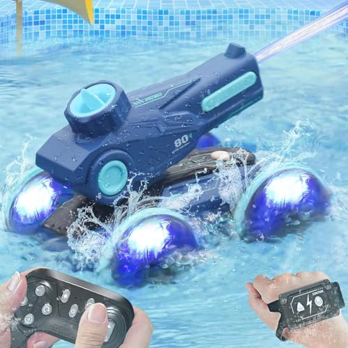 Beauenty Amphibious Remote Control Car Boat, RC Stunt Car with Gesture Sensing, Lights, 4WD, 360° Rotation,Summer Pool Toys - for Kids 6+, Beach and Pool Fun, Idea for Boys and Girls