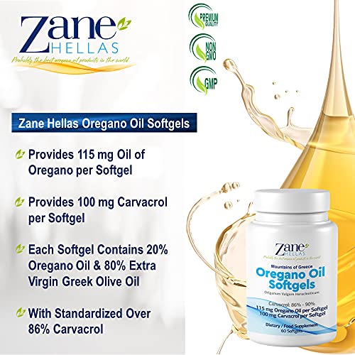 Zane Hellas Oregano Oil Softgels. Extra Strength. Every Softgel