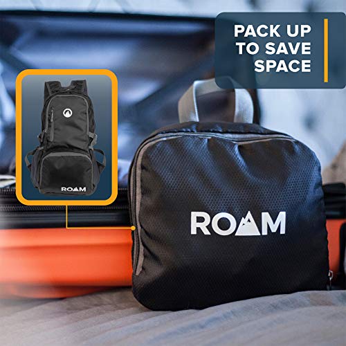 Roam Packable Backpack - Lightweight Foldable Daypack Water-Resistant, 25L, Durable Tear-Resistant Nylon Weave - Daypack for Travel, Hiking, Backpacking, Camping, Outdoors, Beach, (Navy)