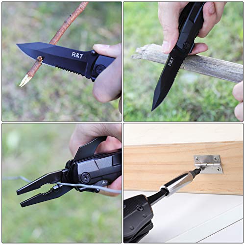 R&T Multitool Plier Pocket Knife Multitools - Multi Plier - Multi-Purpose Folding Pliers Tool with Durable Stainless Steel - with Nylon Sheath - Thumbnail 6