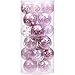 Sea Team Shatterproof Clear Plastic Christmas Ball Ornaments Decorative Xmas Balls Baubles Set with Stuffed Delicate Decorations (70mm/2.76 inch 24-Pack, Pink)