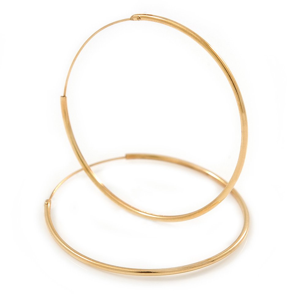 37mm D/Medium Slim Hoop Earrings/Gold Tone Metal