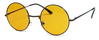 Schmale runde Retro Sonnenbrille im Lennon Stil Metallrahmen Nickelbrille Klassiker im 60er 70er Jahre Vintage Look - viele F