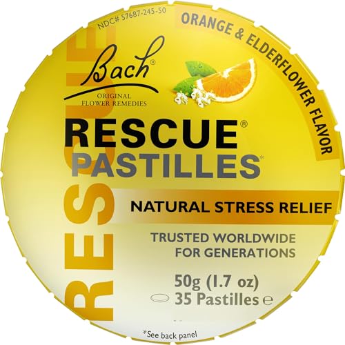 Bach, Original Flower Remedies, Rescue Pastilles, Natural Stress Relief, Orange & Elderflower, 35 Pastilles, 1.7 oz (50 g)