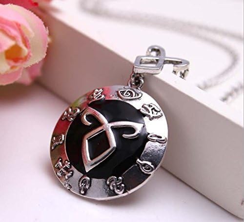 Rune Angel necklace with black background surrounded by Runes Shadowhunters