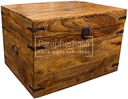 Paraphernalia Jali solid sheesham wood trunk box (storage chest) - 31cm wide x 25cm deep x 22cm high