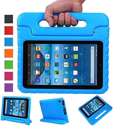 Fire 7 case,Fire 7 kids Case,Angel Center - Kids Shock Proof Convertible Handle Stand Light Weight Super Protective Stand Cover for Amazon Fire Tablet (7 inch Display, 2015 Release Only) (Light Blue)