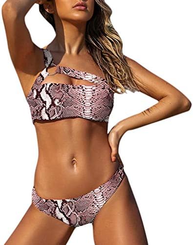 ABASSKY Women Leopard&Snake Printed Swimwear Bikini Set Push-up Padded Bra Bathing Swimsuit