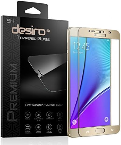Galaxy Note 5 Screen Protector, Desiro® [Full Screen Gold] Premium Tempered Glass Screen Protector Scratch Resistant HD High Definition Clear Bubble Free Easy Installation