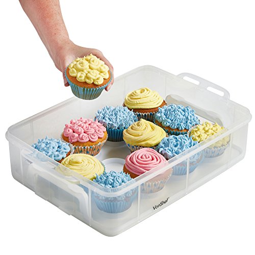 VonShef Snap and Stack Cupcake Storage Carrier 2 Tier Store Import