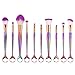 Mermaid Makeup Brush Set Iskas 10pcs Make Up Brushes Kit Soft Nylon Bristles Foundation Blending Blush Concealer Cosmetics Beauty Tools - Multicolor Gradient
