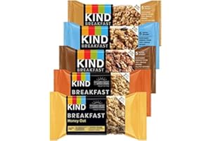 AZEKO Kind Breakfast Bars, 5 Flavors Variety - (12 Pack = 24 Total Bars)