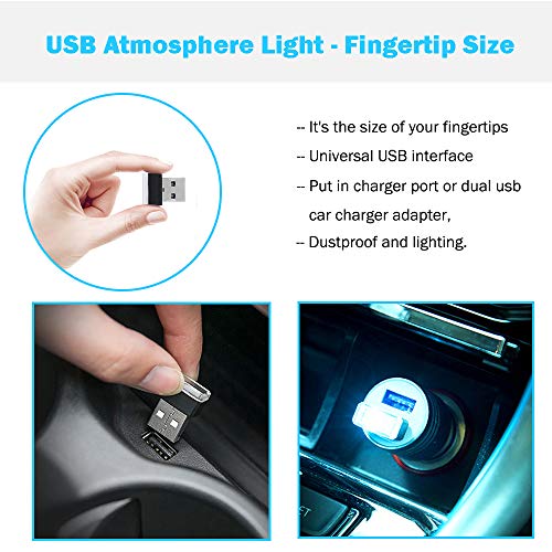 BukNikis USB Simple Atmosphere Lights USB Car Interior Accessories Lighting - Universal (Aqua Ice Blue, 2 pcs)