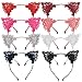 XIMA 2017 New Style Lace Cat Ears Girls Hair Accessories Headwear Children Cat Ears Hairband Headband for Birthday Party Women Cat Ears Headbands (8pcs)