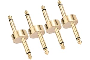 OTraki Z Type Guitar Pedal Connector 4 Pack TS Copper Male Connector Pedal to Pedal Guitar Pedal Coupler, 6.3mm 1/4 Inch Flat Patch for Effect Pedalboard Space Saving, Gold