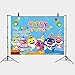 Qian Blue Ocean Theme Shark Family Photography Backdrops Happy Birthday Decoration Supply Photo Background Studio Props Vinyl Banner 5x3ft