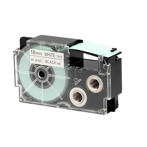 Casio 18mm Label Printer Cartridge Black Print on White Tape in