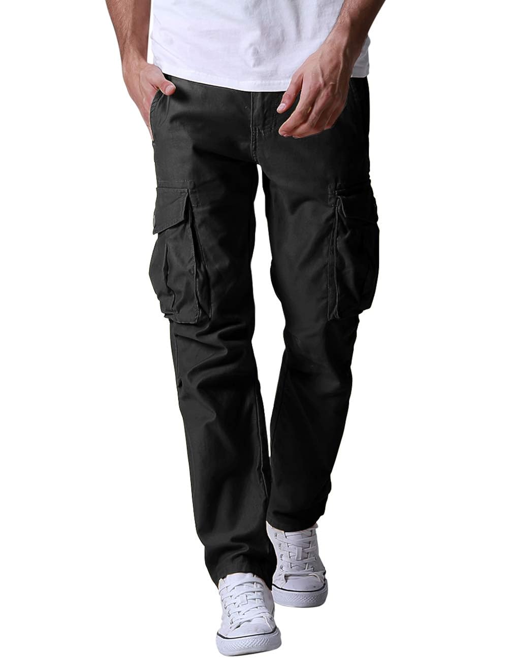 Buy Match Men's Loose-Fit Straight Cargo Pants (40, 6071 Black) at ...