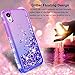 Wallme Moto E6 Case,Moto E 6th Gen Case with HD Screen Protector[2 Pack],Glitter Diamond Hearts Flowing Sparkle Bing Girls/Women Protective Phone Case for Motorola Moto E6(Purple/Blue)