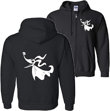 Amazon.com: Nightmare Before Christmas Zero Black Zip Up Hoodie Hooded Sweatshirt: Clothing