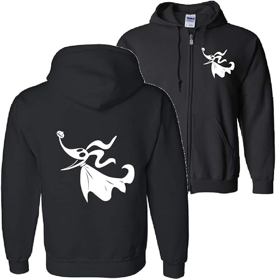 Amazon.com: Nightmare Before Christmas Zero Black Zip Up Hoodie Hooded Sweatshirt: Clothing