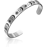 SIPURIS Sun Moon and Star Bracelet Stainless Steel Bangle Solar System Ascendant Cuff Bangle for Women/Men Jewelry