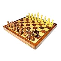 StonKraft 18" x 18″ Collectible Wooden Folding Chess Game Board Set+Wooden Crafted Pieces with Extra Queen