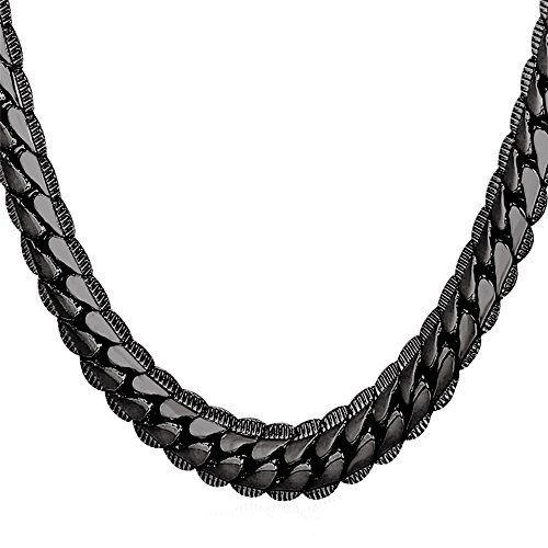 U7 Men Big Heavy Chain 9MM Wide 18K Stamp Fashion Jewelry Street Rock Hip Hop Style Black Gun Metal Plated Chunky Necklace (26 inch)