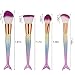 Yoseng Makeup Brush Set Mermaid Beauty Cosmetic Tools Kabuki Professional Fishtail Blush Foundation Blending Eyeliner Powder Eyeshadow Cream Concealer Eyebrow Brushes Fish Scale for girl daughter