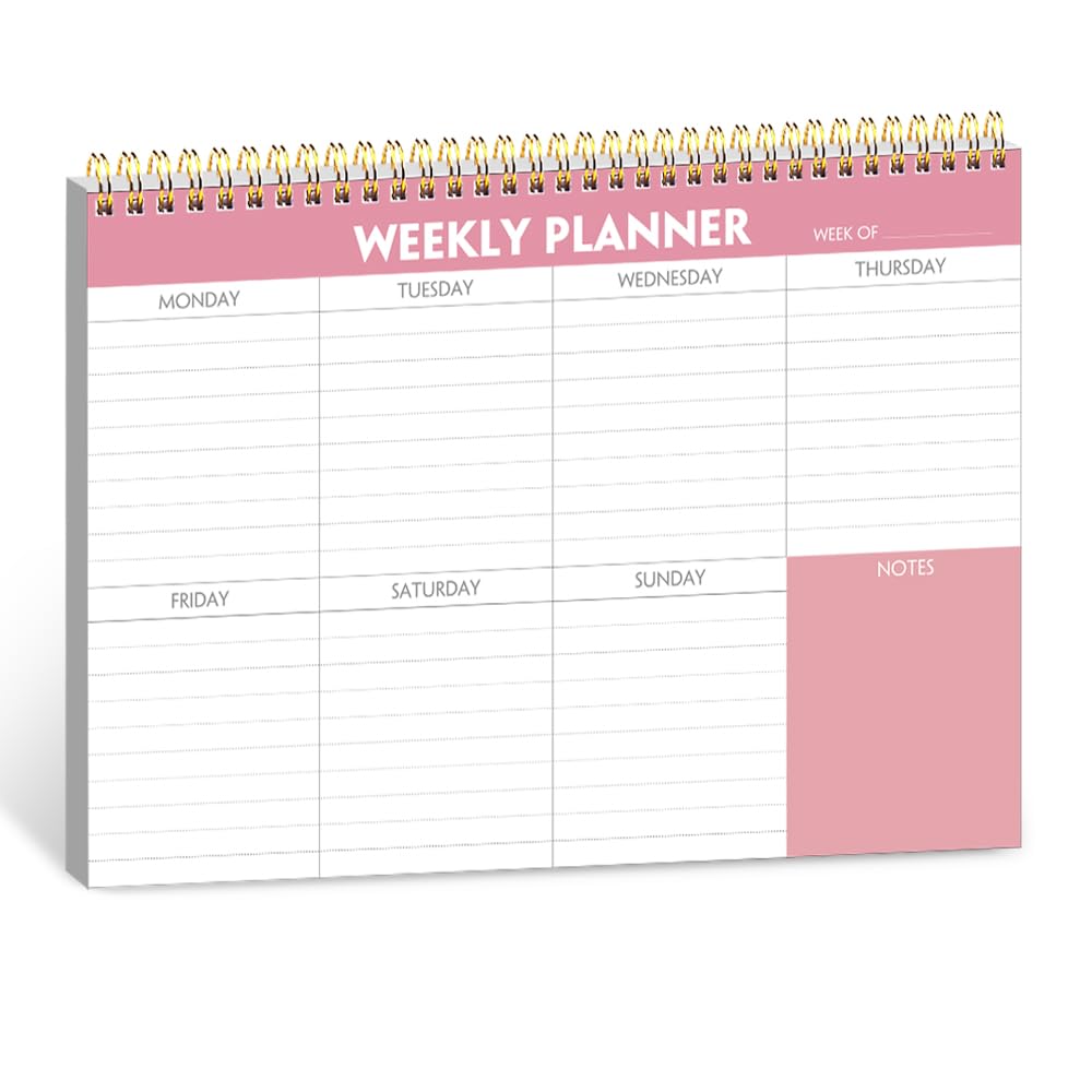 Getvow Weekly Planner Notepad - 7" x 10" Weekly Pad Organizers Habit Tracker Journal for Man & Women, 52 Sheets, 100gsm Paper, Undated Weekly To Do List Notepad with Your Life, Pink