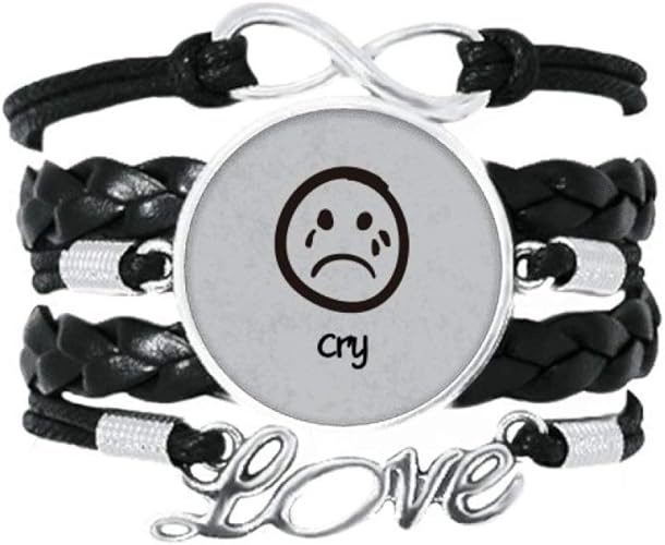 Amazon 黒のかわいい絵文字パターンの叫びチャット 愛のアクセサリーツイストレザーニットロープリストバンド編み ブレスレット 通販