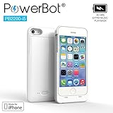 [MFi Apple Certified] PowerBot PB2200 2200mAh iPhone 5 Battery Charger Case Extended External Charging Battery Pack Cover 100% Capacity, Slim Fit Design, Full Body Armor Protection, Precision Cutout