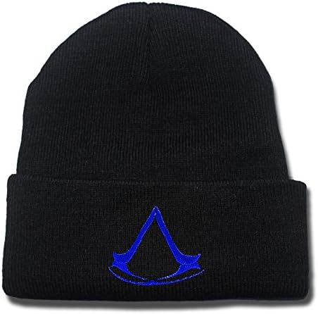 HENGYUN Assassin's Creed Game Logo Beanie Fashion Unisex Embroidery Beanies Skullies Knitted Hats Skull Caps - Black/Blue
