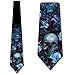 Three Rooker Skull Ties Mens Halloween Tie Floral Blue Necktie