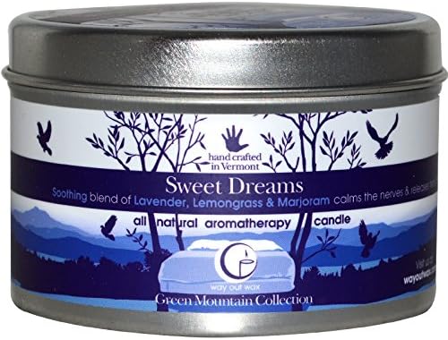 Way Out Wax Aromatherapy Scented Candle, Sweet Dreams Fragrance, (6.7 oz Large Travel Tin); Hand Poured Soy Candles Scented w/Pure Essential Oils, All-Natural