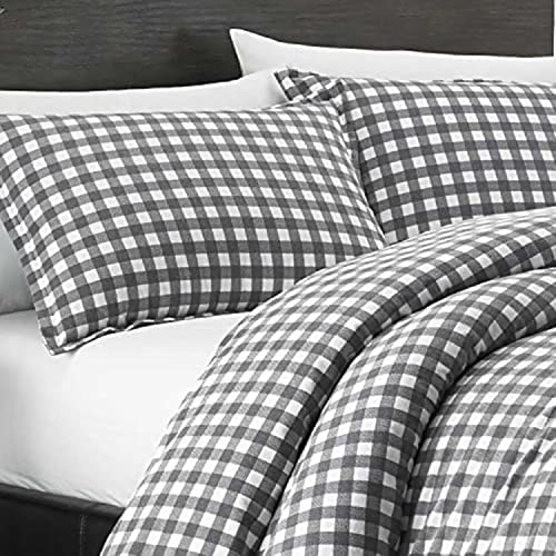 Eddie Bauer Queen Duvet Cover Set, Reversible Flannel Bedding with