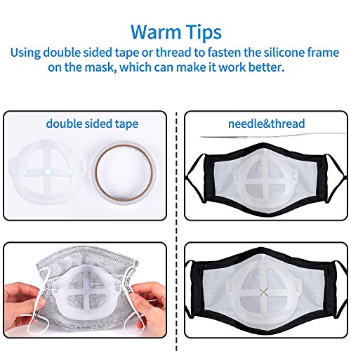 3D Mask Bracket, Face Mask Inner Support Frame MOTOBA Silicone Mask Support for More Breathing Space Reusable Washable, 5 PCS