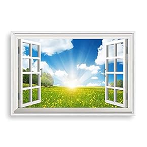 Framed for Living Room Bedroom Fake Window Sunny Day for